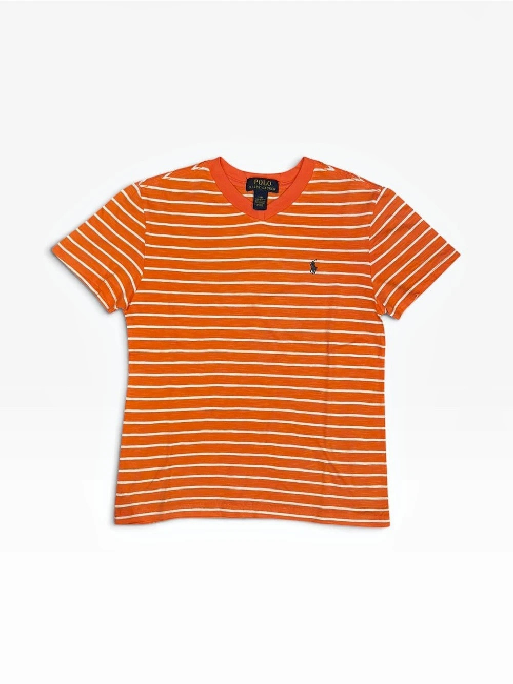 Polo Ralph Lauren Striped Short Sleeve Tee Orange & White Small
